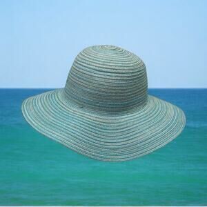 SunLily Womens Hat Wide Brim 4" Roll N Go Floppy Beach Holiday Cruise Pack Blue